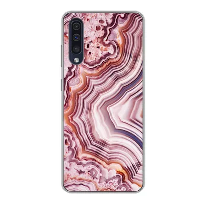 Produktbild von MuchoWow® Handyhülle Schutzhülle Hülle für Samsung Galaxy A30s Naturstein - Rosa - Luxus Silikon Softcase Handy Hülle - Karteninhaber