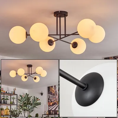 Produktbild von Fossobiubo Deckenlampe aus Metall/Glas in Schwarz/Weiß