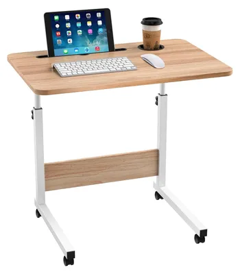 Produktbild von Höhenverstellbarer Computertisch - Mobiler Laptop-Tisch mit Rollen - 4 feststellbare Räder - Sofatisch - 60x40x62-85 cm - Holz - Braun