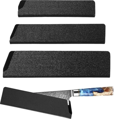 Produktbild von Pack von 3 Chef's Knife Beschermhoes - Schutz für Messer - Schutz für Klingen von Messern - Schwarze Messerabdeckung - Universelle ABS Messerabdeckung - Flake Messer Sets für Messer mit Klingenlängen bis