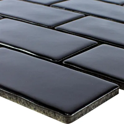 Produktbild von Keramik Mosaik Fliesen Florenz Handgemacht Schwarz
