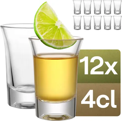 Produktbild von 12 Schnapsgläser aus Glas 4cl - Spülmaschinenfest - Standfest dank dickem Boden - Shotgläser für jede Party…