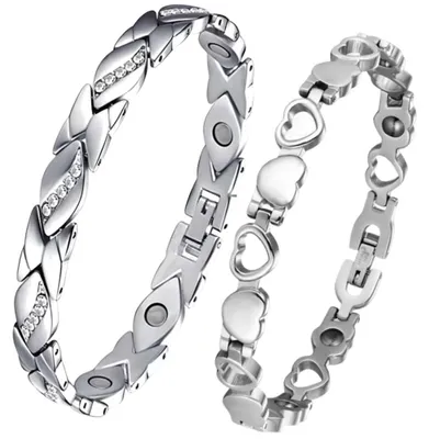 Produktbild von XFSRG 2 Stück Magnetisches Armband Frauen Silber Damen Magnetarmband Verstellbar