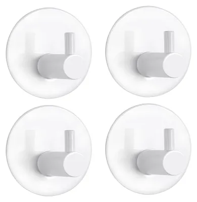 Produktbild von Selbstklebende Haken, selbstklebende Handtuchhaken, bohrfreier Handtuchhalter, wasserdichte Edelstahl-Wandhaken, Bademantelhaken, selbstklebende Haken für Bad, Toilette, Küche (4, weiß)