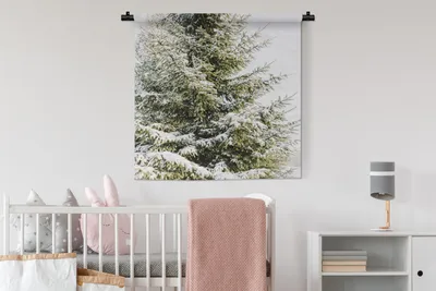 Produktbild von MuchoWow® Wandteppich Wandbehang Winter - Baum - Schnee 90x90 cm Tapisserie Dekoration Wandtuch - Wandaufhänger