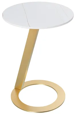 Runder Beistelltisch Marmor/Metall Weiß/Gold 40x58 cm