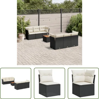 Produktbild von The Living Store 7-tlg. Garten-Sofagarnitur mit Kissen Schwarz Poly Rattan