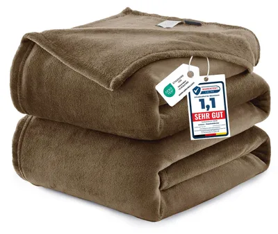 Produktbild von WAVVE Kuscheldecke 220x240 cm Braun Decke – Flauschige Fleecedecke, Große Warme Sofadecke & Wohndecke, Weicher Sofaüberwurf & Bettüberwurf für Couch und Bett