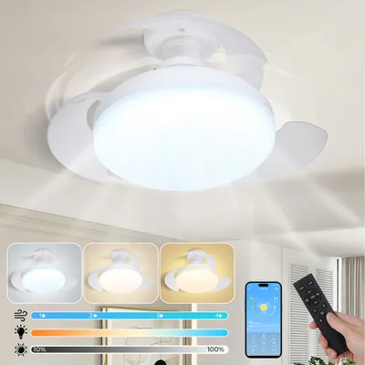 Obrázok produktu pre 48W stropný ventilátor s osvetlením a diaľkovým ovládaním Ovládanie aplikácie 3000K-6500K Stmievateľné svetlo E27 so 4 rýchlosťami vetra