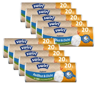 Produktbild von 10x Swirl Zugband Müllbeutel 20L ( 15 stk./Rolle )