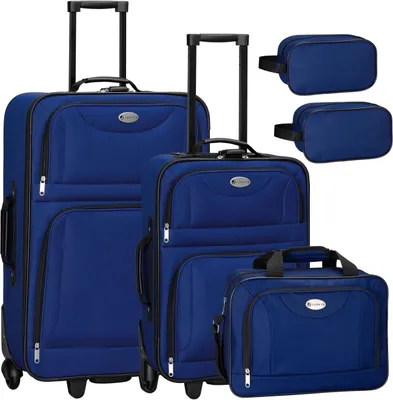 Produktbild von Juskys Trolley Reisekoffer Set 5 teilig - 60 Liter, 2 Rollen, Weichschale, wasserabweisend Stoff, leicht, Handgepäck - Koffer in Blau