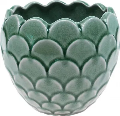 Produktbild von Keramik Blumentopf Grün Ø13cm H11cm Vintage Crackle Glaze
