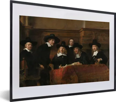 Produktbild von MuchoWow® MuchoWow® Gerahmtes Poster Die Stahlmeister - Gemälde von Rembrandt van Rijn 40x30 cm - Poster mit zchwarzem Bilderrahmen - Bilderrahmen - Poster im Rahmen