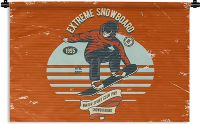 Produktbild von MuchoWow® Wandteppich Wandbehang Snowboard - Mann - Zitat - Vintage 150x100 cm Tapisserie Dekoration Wandtuch - Waschbar - Tapisserien - Wand-Decke