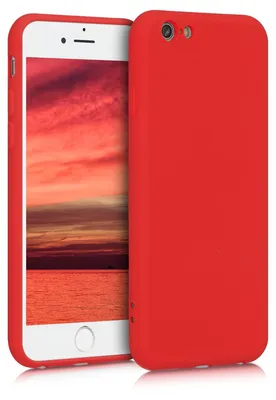 Produktbild von kwmobile Hülle kompatibel mit Apple iPhone 6 / 6S Hülle - gummierte TPU Silikon Handyhülle - Schutzhülle für kabelloses Laden - Case in Rot