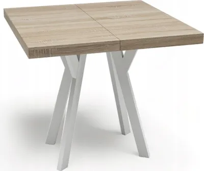 Obrázek produktu pro Bílý čtvercový stůl SONOMA 100x100 s možností rozšíření na 2 m