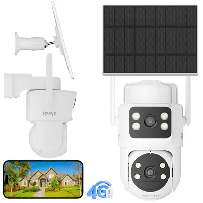 Produktbild von 3 x 4G-Solar-Sicherheitskamera mit 3-Monats-Akku & PIR-Erkennung – Duale Objektive, 2K-Nachtsicht, Fernsteuerung per App für Außenüberwachung