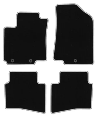 Produktbild von Fußmatten Automatten Velours Schwarz/Silber für Hyundai i20 II 2014- Set 4-tlg