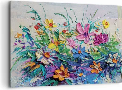 Produktbild von Bild auf Leinwand - Leinwandbild - Einteilig - Blumen die Farben pastos - 100x70cm - Wand Bild - Wanddeko - Wandbilder - Leinwanddruck - Bilder - Wanddekoration - Leinwand bilder - AA100x70-4521