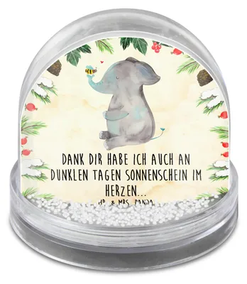 Produktbild von Mr. & Mrs. Panda Weihnachts Schneekugel Elefant Biene - Naturpapier - Geschenk, Liebe, Lustige Sprüche, Große, Hochzeitsgeschenk, schnee kugel, wasserkugel, dekoartikel