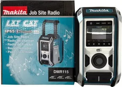 Produktbild von Makita DMR115, Arbeitsort, DAB, DAB+, FM, 87,5 - 108 MHz, 174.928 - 239.2 MHz, Schwarz, Blau, IP65