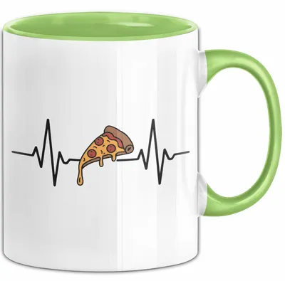 Produktbild von Pizzaesser Tasse Geschenk Pizza Herzschlag Essensliebhaber (Grün)