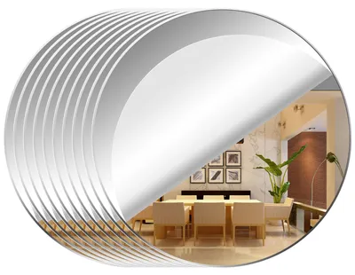 Imagen del producto de Espejos acrílicos redondos, autoadhesivos, de 10 cm de diámetro, paquete de 10 unidades, para decoración de paredes