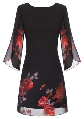 Productafbeelding van Chiffon Jurk met 3/4 Mouwen voor Elegante Gelegenheden