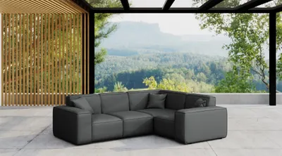Produktbild von Garten Ecksofa SUMMER wetterfester Stoff NXL Anthrazit kurzer Schenkel Rechts