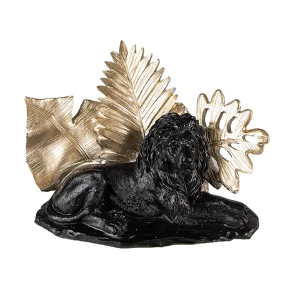 Zdjęcie produktu dla Clayre & Eef Figurka Lew 16 cm Poliżywica w kolorze czarnego złota