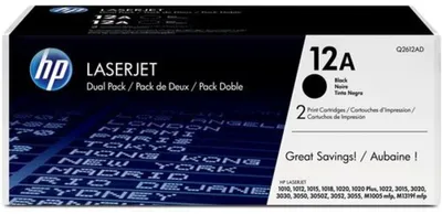 Obrázek produktu pro Dvojité balení toneru HP Q2612D černé barvy (2x Q2612A = 2x2000 stran)