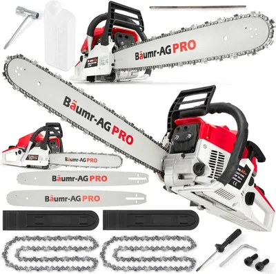 Produktbild von BAUMR Benzin Kettensäge Benzinsäge 5,7 PS Motorsäge 65 ccm Motorkettensäge Kettensäge 2 x Ketten + 2 x Schwerte 18 "/ 20"