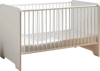 Produktbild von Babybett >Spice< in Weiß / Weiß Hochglanz - 78x87x143 (BxHxT)