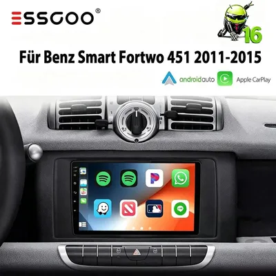 Obrázek produktu pro Autorádio pro Smart Fortwo 451, rok výroby 2010-2015, s GPS navigací, funkcemi Carplay a Android Auto, 9palcovým dotykovým displejem, 2-DIN formátem, Bluetooth, Wi-Fi, handsfree systémem, RDS a ovládáním z volantu