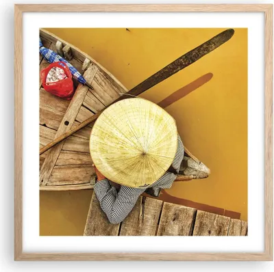 Produktbild von Gerahmtes Poster - Rahmen in heller Eiche - Asiatisch Boot Brücke - 50x50 cm - Wand Bild - Wanddeko - Wandbilder - Kunstposter - Wandposter - Bilderrahmen - Bilder - Kunstdruck - P2NAC50x50-4844