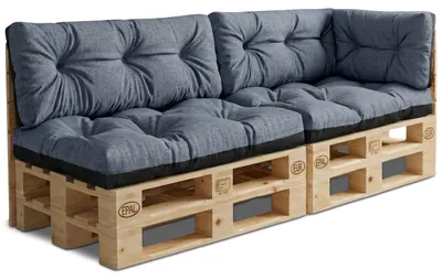Produktbild von Palettenkissen Outdoor 5er Set Europaletten Palettenmöbel Jeansfarbe Leinenoptik