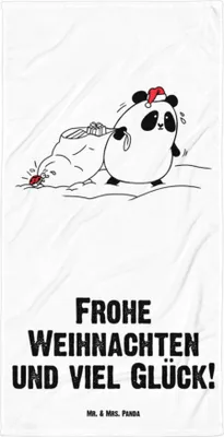 Produktbild von Mr. & Mrs. Panda Duschhandtuch Panda Weihnachten - Weiß - Geschenk, Handtuch, Badehandtuch, Strandtuch, Strandlaken, Großes