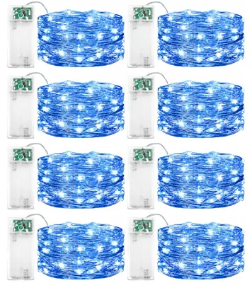 LED-Lichtkette 2m, 20 blaue LEDs, Timer, 8er-Set