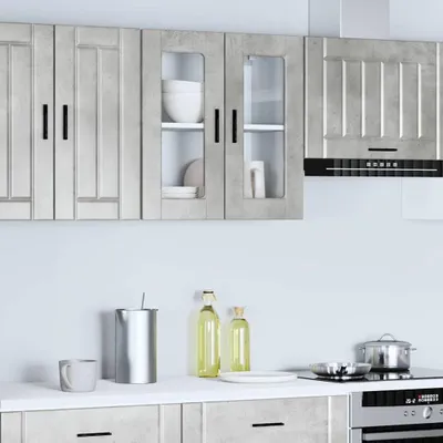 Produktbild von vidaXL Küchen-Hängeschrank mit Glastür Porto Betongrau