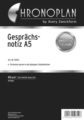 Produktbild von Chronoplan 50312, Gesprächsnotiz, A5, weiß