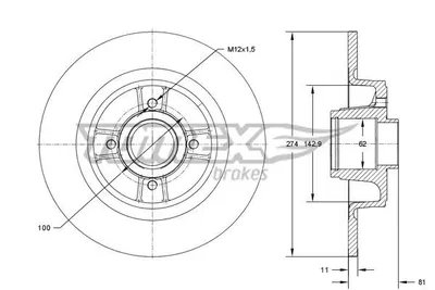 Produktbild von 2x TOMEX brakes Bremsscheibe TX 70-801 hinten für RENAULT SCÉNIC II (JM0/1_)