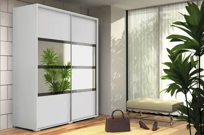 Produktbild von Geräumiger Kleiderschrank mit Spiegel 230/215 CELESTINO 2 – weiß