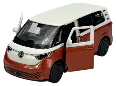 Image de Welly VW Volkswagen ID. BUZZ, blanc et orange, échelle 1:34, modèle en métal, neuf dans sa boîte, référence 43829