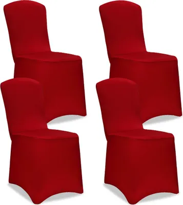 Image de 4x Housses de chaise élastiques bordeaux Noël mariages évènements fêtes forme universelle couverture chaise couvre-chaises
