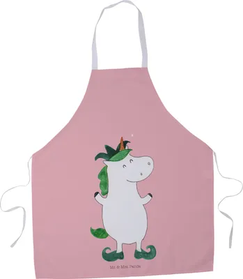 Produktbild von Mr. & Mrs. Panda Schürze Einhorn Joker - Rot Pastell - Geschenk, Unicorn, Küchenzubehör, Kasper, Küchenschürze, Einhörner, Hofnarr, Mittelalter, Backschürze, Grill