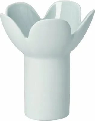 Produktbild von Moderne blaue Blumenvase aus Steinzeug, außen unglasiert, innen klar glasiert.