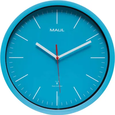 Produktbild von MAUL Wanduhr MAULjump Ø 31 x 4.2 cm funkgesteuert Kunststoff 1 x AA (1.5 V) hellblau