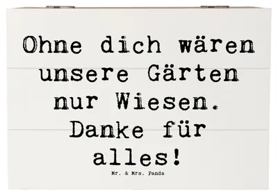 Produktbild von Mr. & Mrs. Panda Truhe Spruch Dankbarer Gärtner 22 x 15 cm - Weiß - Geschenk, Aufmerksamkeit, Schatulle, fotobox, Herzliche Worte, Anerkennung, Bedanken, Wertschätzung
