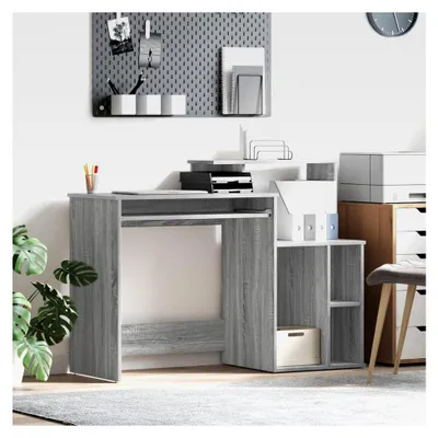 Produktbild von Büroschreibtisch mit Stauraum, Grau, Sonoma, 120,5 x 44 x 88,5 cm, Holzwerkstoff