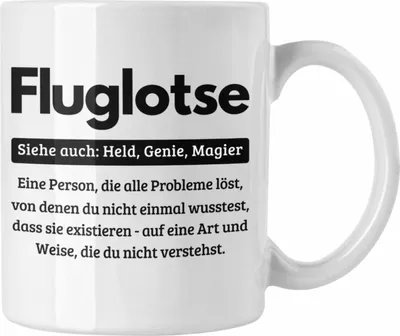Produktbild von Trendation - Fluglotse Tasse Geschenk Spruch für Fluglotsen Geschenkidee Kaffee-Becher (Weiß)